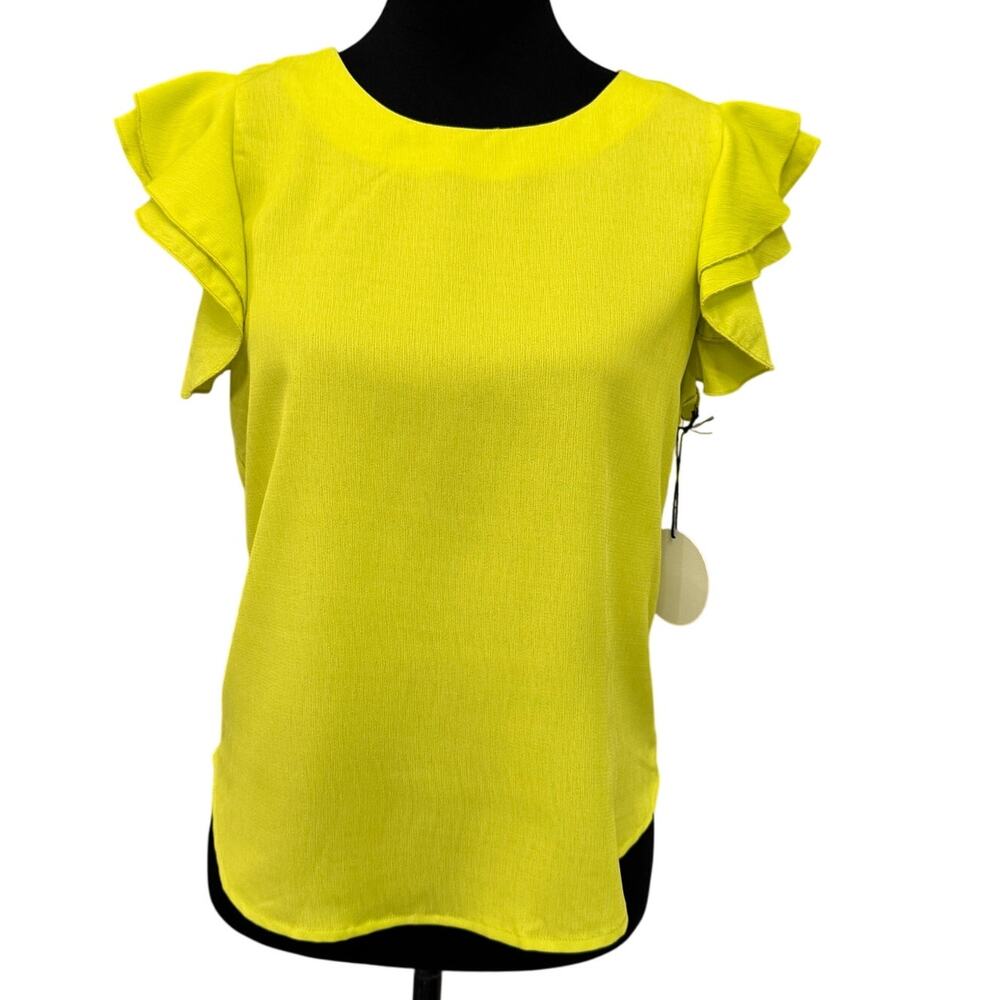 NEW MILK + HONEY Women's Flutter Sleeve Top Size S